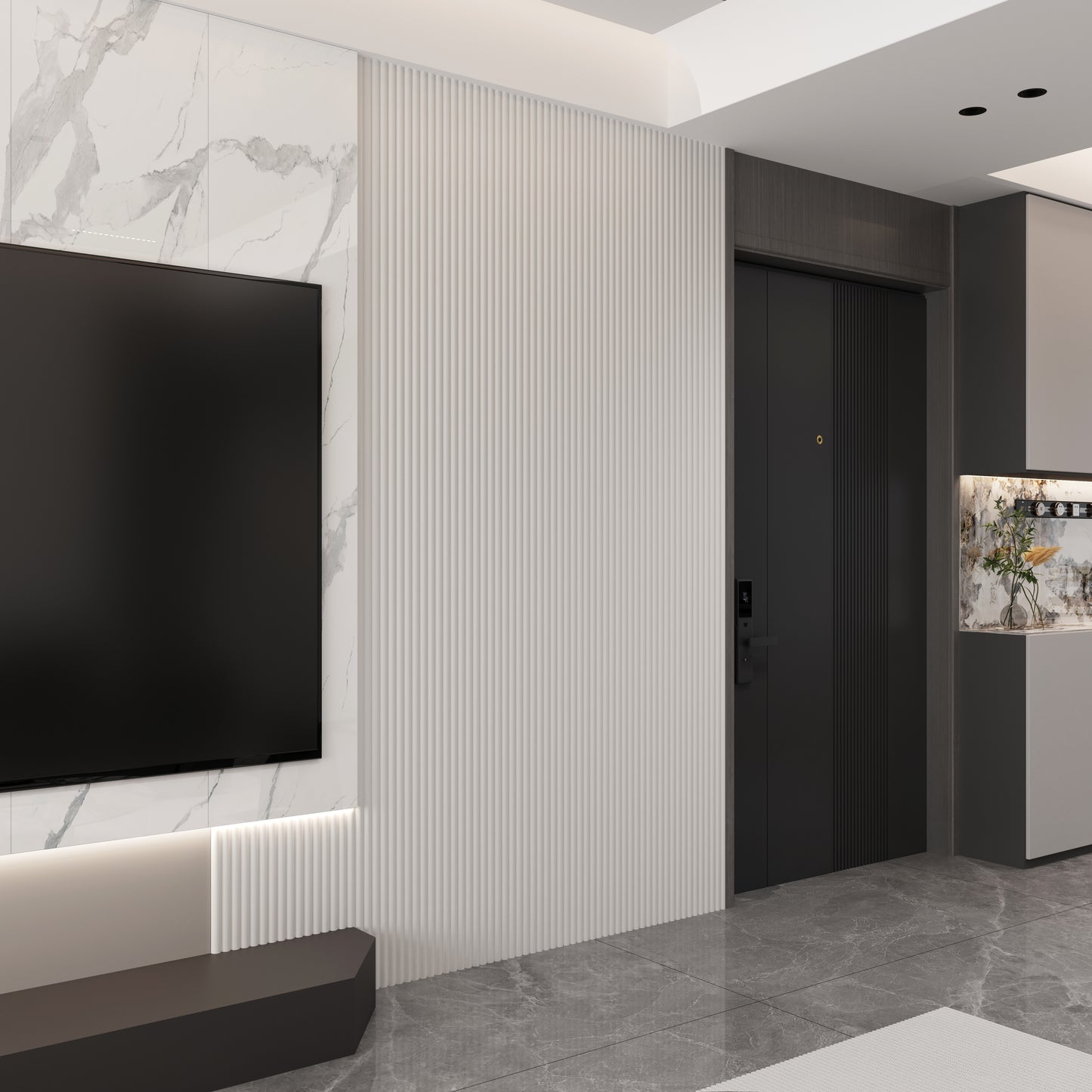 Zidna obloga Wave Bijela 270x30 cm