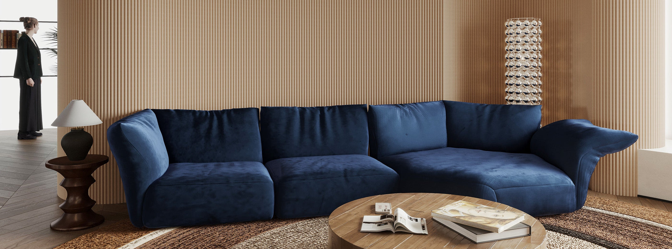 Zidna obloga Wave Hrast 270x30 cm zaobljena